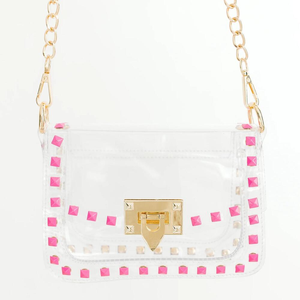 NEW CLEARLY HANDBAGS women's jackie clear gameday bag in pink